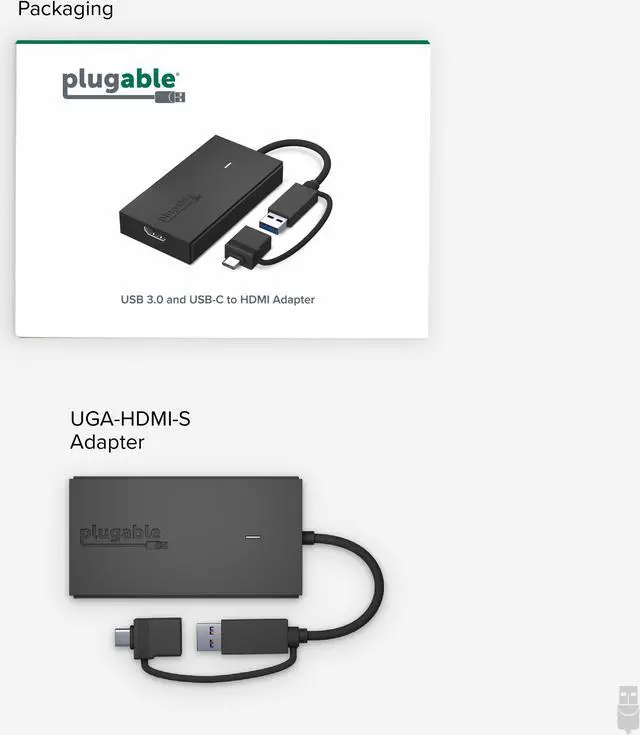 Alt view image 6 of 20 - Plugable USB C to HDMI Adapter, Universal Video Graphics Adapter for USB 3.0 and USB-C Macs and Windows, Extend an HDMI Monitor up to 1080p@60Hz
