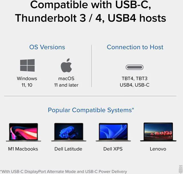 Alt view image 6 of 18 - Plugable USB C 4K Triple Monitor Laptop Docking Station with 100W Power Delivery, 3x HDMI and 3x DisplayPort, for Thunderbolt 3/4 and USB-C Windows and Mac