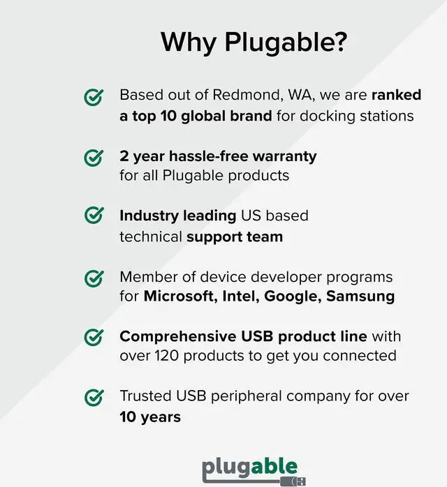 Alt view image 7 of 7 - Plugable 13-in-1 USB C Docking Station Dual Monitor, 100W Charging, Dual 4K Displays 2x HDMI or 2x DisplayPort, Compatible with Mac, Windows, Thunderbolt, USB-C (5x USB, Ethernet, SD Card Reader)