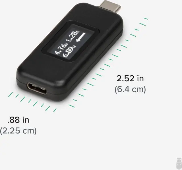 Alt view image 6 of 15 - Plugable USB C Power Meter Tester for Monitoring USB-C Connections up to 240W - Digital Multimeter Tester for USB-C Cables, Laptops, Phones and Chargers