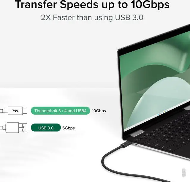 Alt view image 3 of 13 - Plugable Windows Transfer Cable 6.6ft (2m), Thunderbolt 10Gbps, Bundled with Bravura Software for Windows PC to PC Migration - Unlimited Uses. Works between Thunderbolt 3 / 4, USB4 PCs
