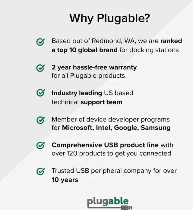 Alt view image 6 of 14 - Plugable USB 3.0 Universal Laptop Docking Station Dual Monitor for Windows and Mac, USB 3.0 or USB-C, (Dual Video: HDMI and HDMI/DVI/VGA, Gigabit Ethernet, Audio, 6 USB Ports)