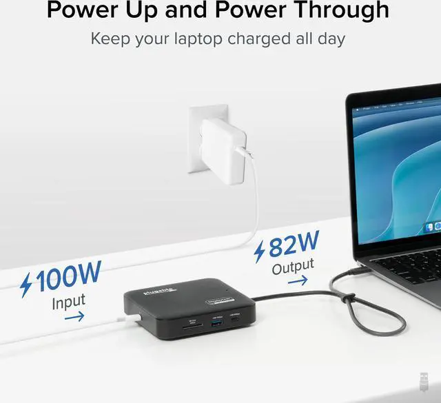 Alt view image 6 of 8 - Plugable USB C Docking Station Dual Monitor - Dual HDMI Dock is Compatible with Mac and Windows, USB4, Thunderbolt or USB-C, 100W Charging, 2x HDMI, 1x USB-C, 1Gbps Ethernet, 1x USB 3.0, 1x SD Card
