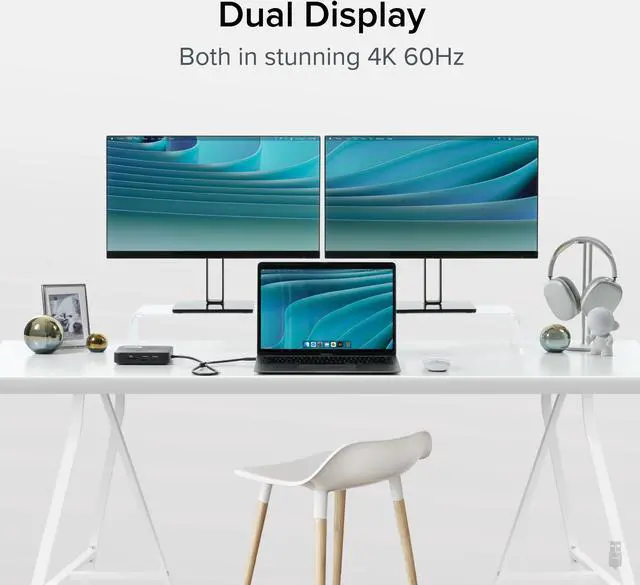 Alt view image 3 of 8 - Plugable USB C Docking Station Dual Monitor - Dual HDMI Dock is Compatible with Mac and Windows, USB4, Thunderbolt or USB-C, 100W Charging, 2x HDMI, 1x USB-C, 1Gbps Ethernet, 1x USB 3.0, 1x SD Card