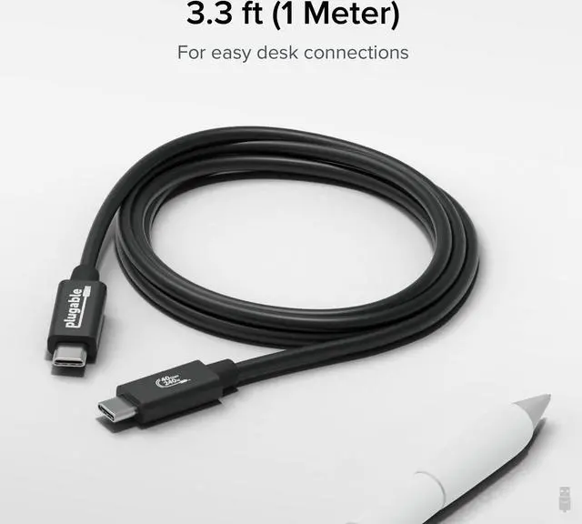 Alt view image 6 of 7 - Plugable USB4 Cable with 240W Charging, 3.3 Feet (1M), USB-IF Certified, 1x 8K Display, 40 Gbps, Compatible with USB 4, Thunderbolt 4, Thunderbolt 3, USB-C