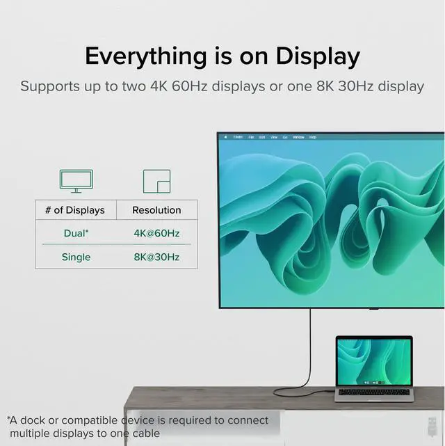 Alt view image 3 of 7 - Plugable USB4 Cable with 240W Charging, 3.3 Feet (1M), USB-IF Certified, 1x 8K Display, 40 Gbps, Compatible with USB 4, Thunderbolt 4, Thunderbolt 3, USB-C