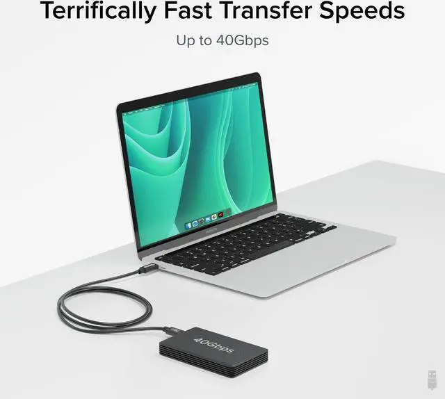 Alt view image 4 of 7 - Plugable USB4 Cable with 240W Charging, 3.3 Feet (1M), USB-IF Certified, 1x 8K Display, 40 Gbps, Compatible with USB 4, Thunderbolt 4, Thunderbolt 3, USB-C