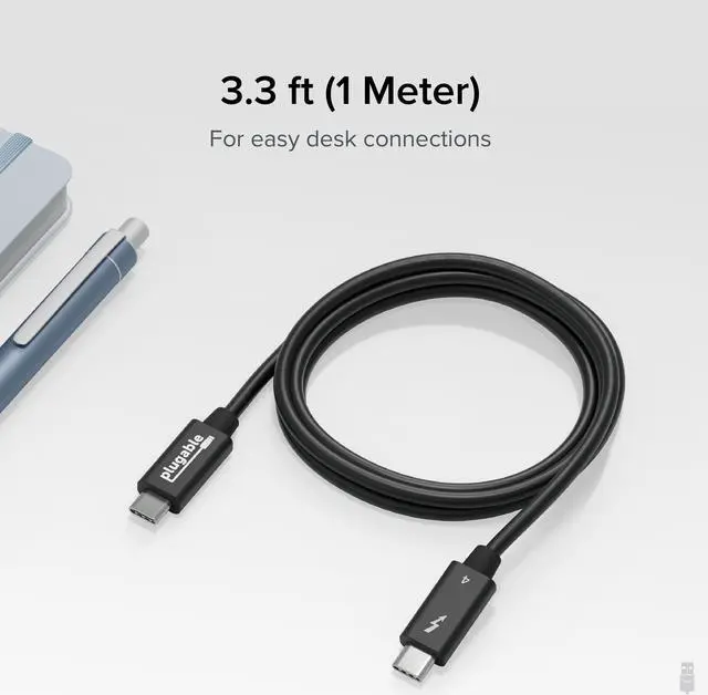 Alt view image 5 of 7 - Plugable Thunderbolt 4 Cable with 240W Charging, Thunderbolt Certified, 3.3 Feet (1M),1x 8K Display, 40 Gbps, Compatible with USB4, Thunderbolt 3, USBC