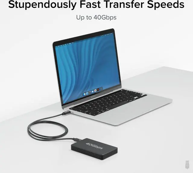Alt view image 3 of 7 - Plugable Thunderbolt 4 Cable with 240W Charging, Thunderbolt Certified, 3.3 Feet (1M),1x 8K Display, 40 Gbps, Compatible with USB4, Thunderbolt 3, USBC