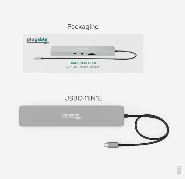 Alt view image 7 of 15 - Plugable 11-in-1 USB-C Docking Station, 100W Pass-through Charging, Dual Monitor with 4K 60Hz HDMI, Compatible with Thunderbolt, USB-C Windows, Chromebooks, Displays Mirrored on Mac