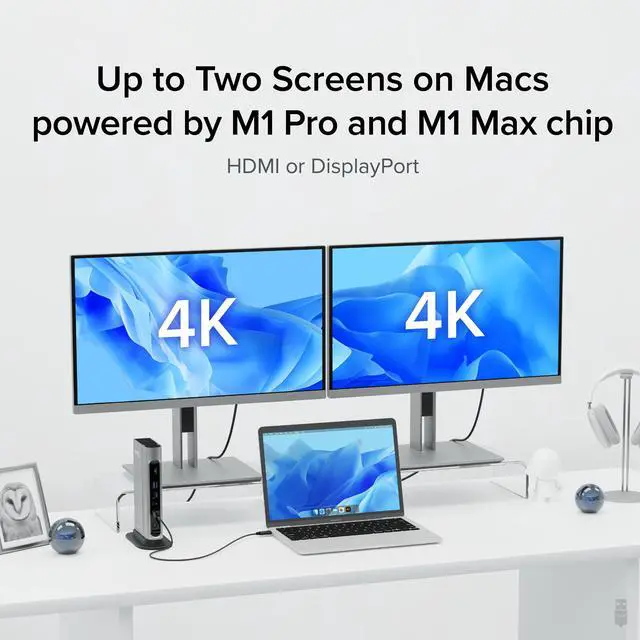 Alt view image 4 of 8 - Plugable Thunderbolt 4 Dock with 100W PD, 4K Quad Monitor Setup for Thunderbolt 4 Windows Laptops, 16-in-1 Docking Station with 2x HDMI, 2x DisplayPort, 2.5G Ethernet, 7x USB, SD