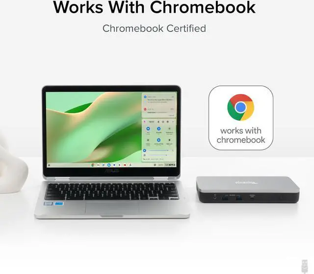 Alt view image 4 of 7 - Plugable 12-in-1 Dual 4K USB C Docking Station, Works With Chromebook Certified, 60W Charging Dock, Compatible with ChromeOS and Windows, 2x HDMI, 2x DisplayPort, 1x Ethernet, 1x USB-C, 6x USB, Audio