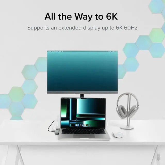 Alt view image 4 of 8 - Plugable 5-in-1 USB C Hub Multiport Adapter for MacBook Pro 14/16 Inch and Macbook Air M2, Supports Magsafe Charger (40Gbps with 100W USB-C Pass-through, Gigabit Ethernet, 2x USB Ports, Audio)