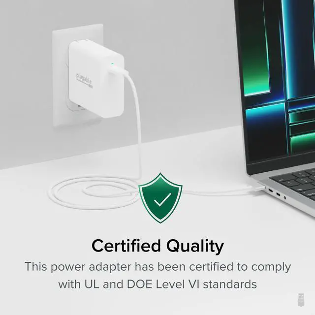 Alt view image 6 of 8 - Plugable 140W USB C Charger, GaN Wall Charger for Laptop, PD 3.1 (EPR) Power Adapter is Compatible with USB-C MacBook Pro, Macbook Air iPad Pro, Surface and USB-C Devices, Compact and Portable Charger