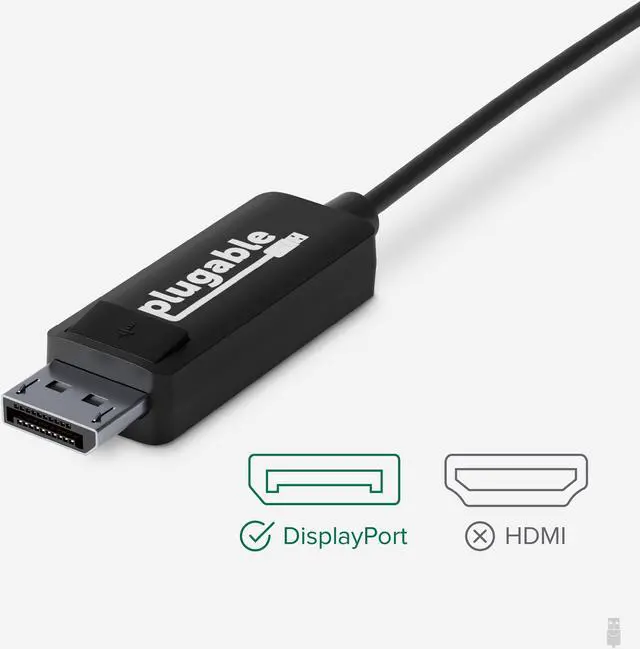 Alt view image 6 of 7 - Plugable USB C to DisplayPort Cable 6 feet (1.8m), Up to 4K at 60Hz, USB C DisplayPort Cable - Compatible with Thunderbolt and USB-C - Driverless