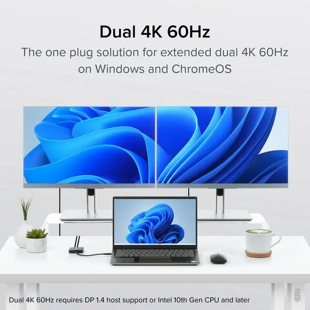Alt view image 3 of 7 - Plugable USB C to HDMI Adapter for Dual Monitors, 4K 60Hz USB C Hub for Windows and Chromebook, Driverless