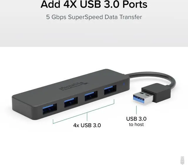 Alt view image 2 of 6 - Plugable 4 Port USB Hub 3.0, USB Splitter for Laptop, Compatible with Windows, Surface Pro, PC, Chromebook, Linux, Android, Charging Not Supported