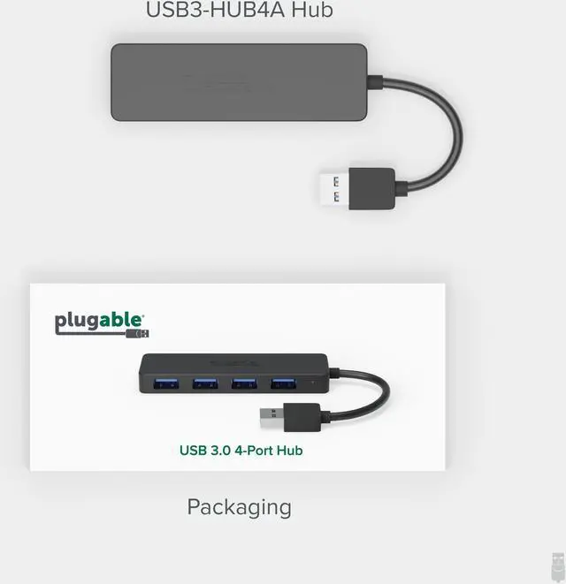 Alt view image 6 of 6 - Plugable 4 Port USB Hub 3.0, USB Splitter for Laptop, Compatible with Windows, Surface Pro, PC, Chromebook, Linux, Android, Charging Not Supported