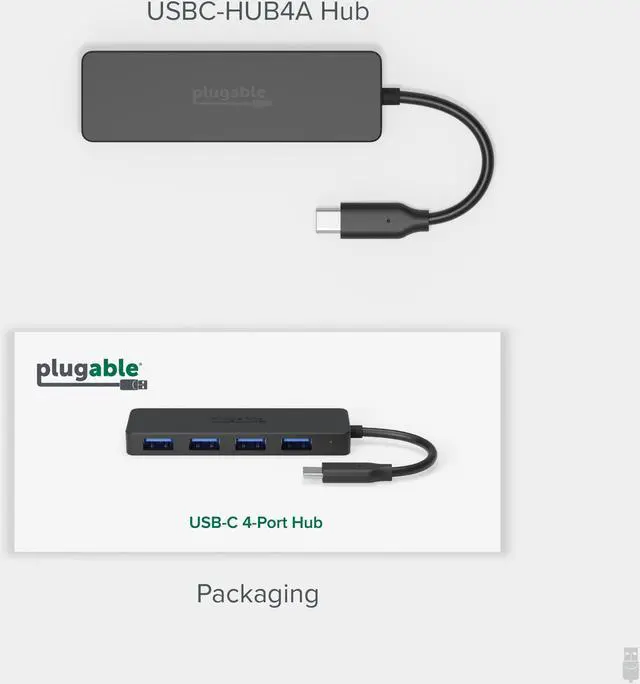 Alt view image 6 of 6 - Plugable USB C to USB Adapter Hub, 4 Port USB 3.0 Hub, USB Splitter for Laptop, Compatible with Windows, MacBook Pro/Air, iPad Pro, Surface Pro, Chromebook, Linux, Android, Charging Not Supported