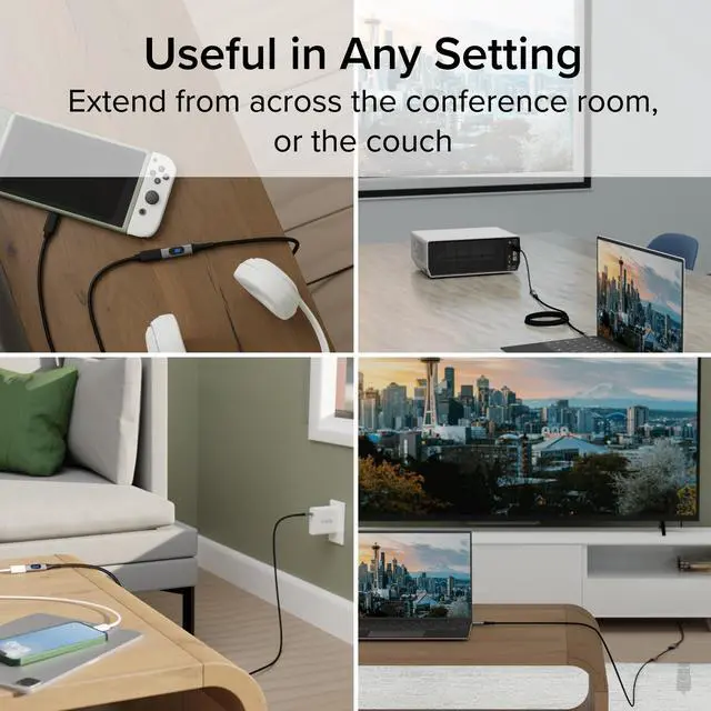 Alt view image 2 of 7 - Plugable USB C Extension Cable 3.3 Ft, Digital Power Meter Tester for Monitoring USB-C Connections, Supports Fast Charging up to  240W, 4K 60Hz Display, 10Gbps Data Transfer, Digital Multimeter Tester