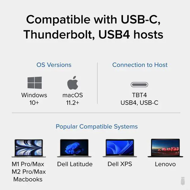 Alt view image 4 of 8 - Plugable Thunderbolt 4 Dock with 100W Charging, Thunderbolt Certified, 3x Thunderbolt Ports, Laptop Docking Station Dual Monitor Single 8K or Dual 4K Monitor, 2.5G Ethernet, 1x SD, 4x USB