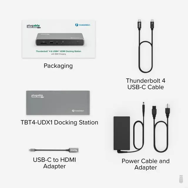 Alt view image 7 of 8 - Plugable Thunderbolt 4 Dock with 100W Charging, Thunderbolt Certified, 3x Thunderbolt Ports, Laptop Docking Station Dual Monitor Single 8K or Dual 4K Monitor, 2.5G Ethernet, 1x SD, 4x USB