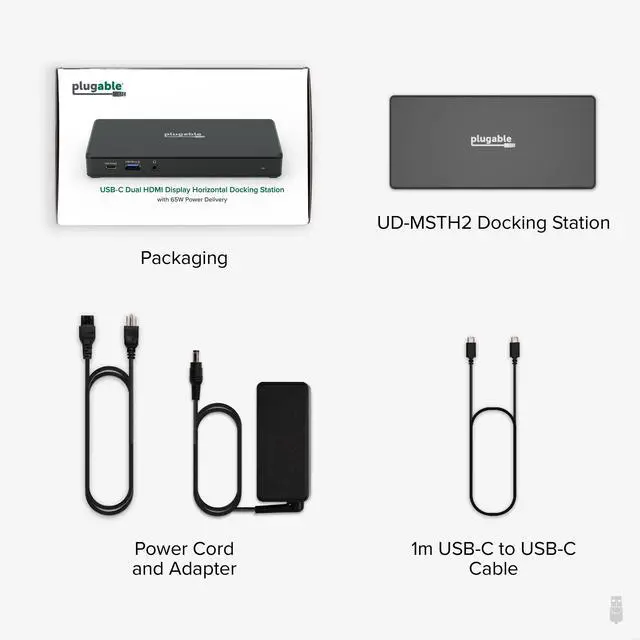 Alt view image 7 of 8 - Plugable USB C Docking Station Dual Monitor 2 HDMI Ports, Laptop Charging, Dual 4K Monitor for Windows, ChromeOS, 1x USB-C, 3x USB, Ethernet, and Audio - Driverless (UD-MSTH2)