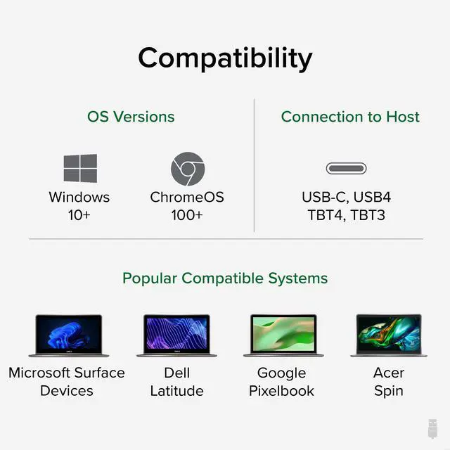 Alt view image 5 of 8 - Plugable USB C Docking Station Dual Monitor 2 HDMI Ports, Laptop Charging, Dual 4K Monitor for Windows, ChromeOS, 1x USB-C, 3x USB, Ethernet, and Audio - Driverless (UD-MSTH2)