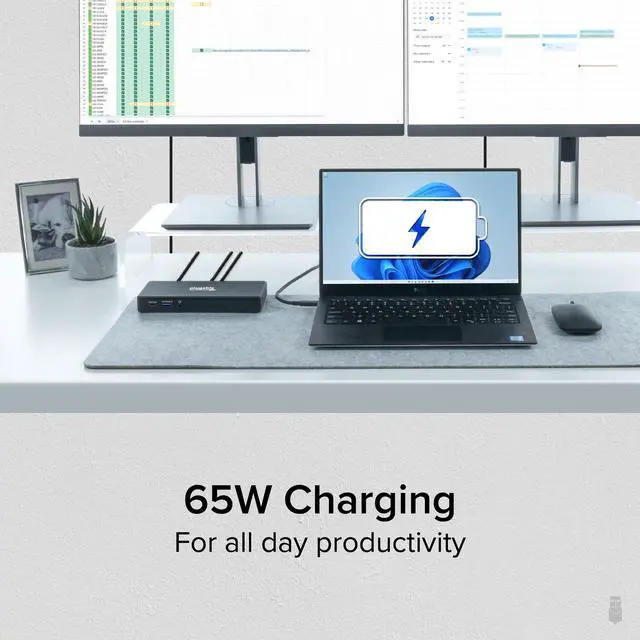 Alt view image 6 of 8 - Plugable USB C Docking Station Dual Monitor 2 HDMI Ports, Laptop Charging, Dual 4K Monitor for Windows, ChromeOS, 1x USB-C, 3x USB, Ethernet, and Audio - Driverless (UD-MSTH2)