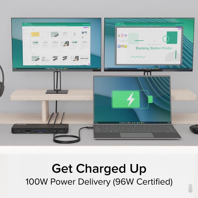 Alt view image 5 of 15 - Plugable Thunderbolt 4 Dock with 100W Charging, Thunderbolt Certified, Laptop Docking Station Dual Monitor Single 8K or Dual 4K HDMI for Windows and Mac, 4X USB, Gigabit Ethernet (TBT4-UD5)