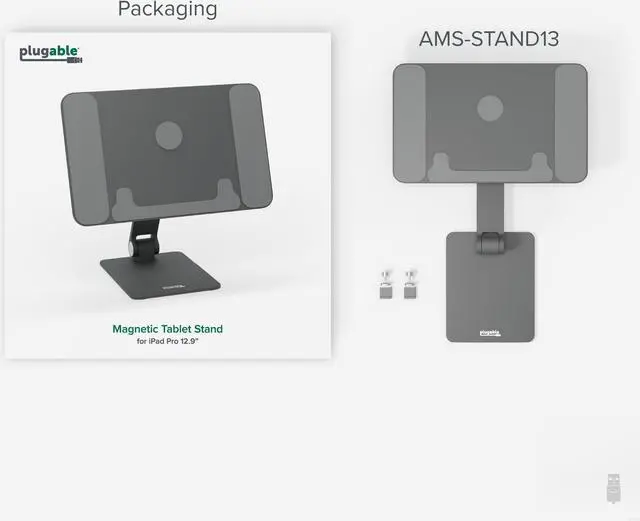 Alt view image 6 of 7 - Plugable Magnetic Tablet Holder for MagSafe iPad Pro 12.9 Stand Portable Foldable 360° Rotating Stand (AMS-STAND13)