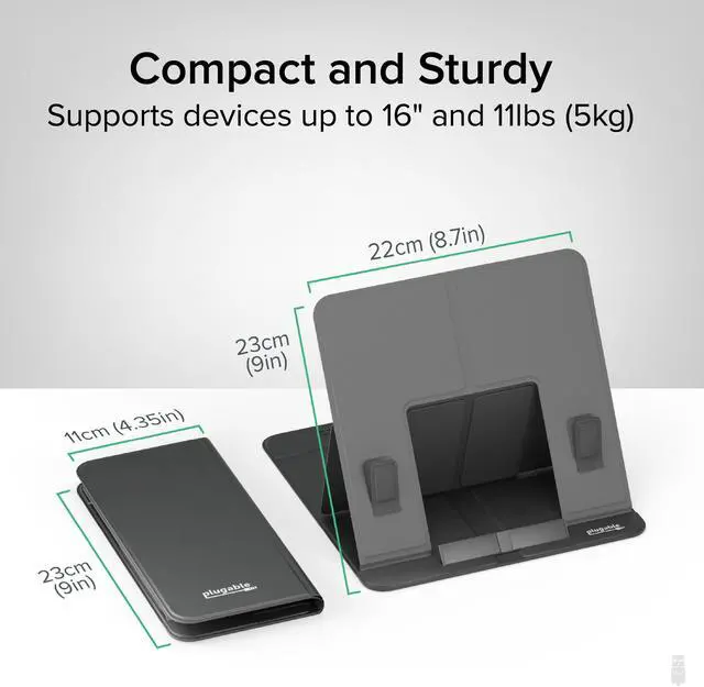 Alt view image 5 of 5 - Plugable Drawing Tablet Stand Folio, Portable Foldable Laptop Stand with 4 Adjustable Angles, iPad Holder Stand for Laptop and Tablets Up to 16", iPad Air, iPad Pro, MacBook Pro, Windows (PT-STANDX)