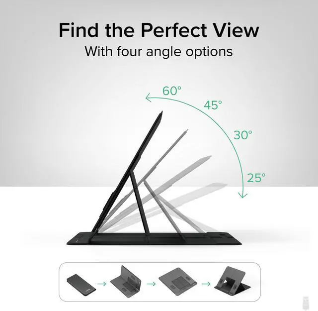 Alt view image 4 of 5 - Plugable Drawing Tablet Stand Folio, Portable Foldable Laptop Stand with 4 Adjustable Angles, iPad Holder Stand for Laptop and Tablets Up to 16", iPad Air, iPad Pro, MacBook Pro, Windows (PT-STANDX)