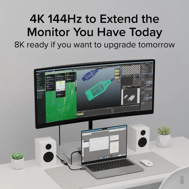 Alt view image 3 of 5 - Plugable USB C to HDMI Adapter, 8K 60Hz or 4K 144Hz, USB4 / Thunderbolt to HDMI Adapter for 4K HDR Monitor, XPS, iPhone 15, iPad Pro, Macbook Pro, Mac Resolution up to 4K 60Hz (USBC-HDMI8K)