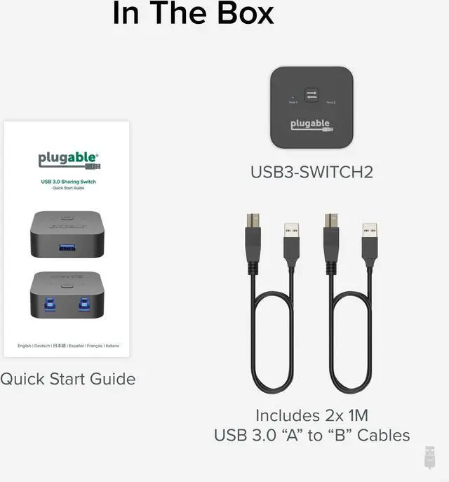 Alt view image 5 of 15 - Plugable USB 3.0 Sharing Switch for One-Button Swapping of USB Device or Hub Between Two Computers (A\B Switch)