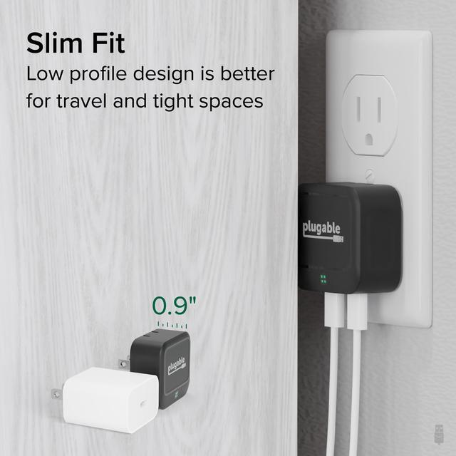 Alt view image 4 of 7 - Plugable Dual USB C Wall Charger, 40W Foldable 2-Port Flat USB C Fast Charger Block, USB-C Power Adapter for iPhone 15, iPad, AirPods, Samsung Galaxy, Pixel (PS-40C2B) Black