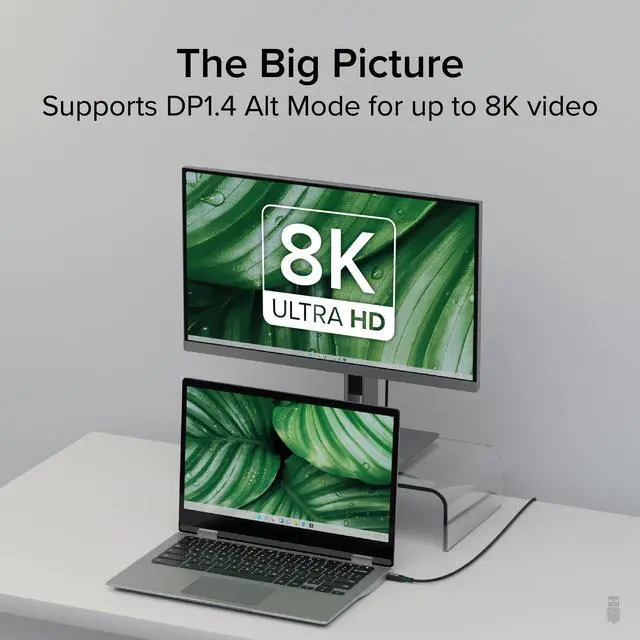 Alt view image 4 of 13 - Plugable USB C to USB C Cable, 240W USB C Charging Cable 20Gbps, 4K 120Hz, 8K 60Hz USB-C Monitor, iPhone, MacBook, iPad, Samsung Galaxy, 3.3 Feet with Silicone Cable Management Strap (USBC-240W-1M)