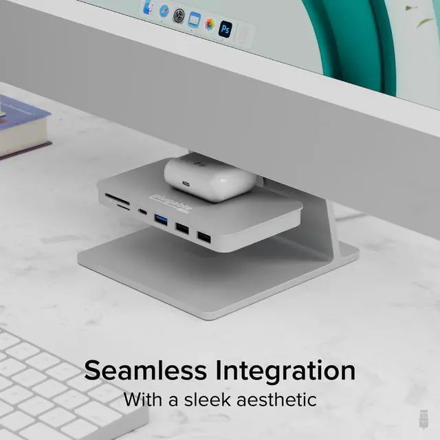 Alt view image 6 of 6 - Plugable USB C Hub for iMac 24 Inch, 6-in-1 iMac USB Hub Multiport Adapter with 10Gbps USB-C and USB 3.0, 2X USB 2.0, microSD & SD Card Reader (AD-6IN1)