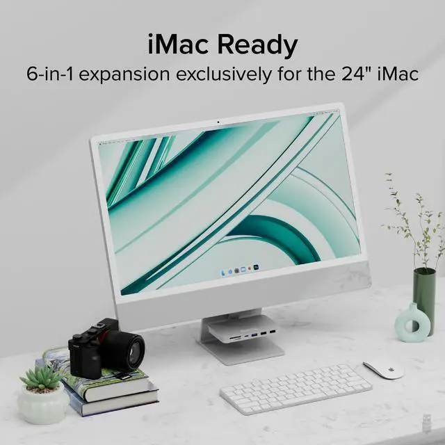 Alt view image 2 of 6 - Plugable USB C Hub for iMac 24 Inch, 6-in-1 iMac USB Hub Multiport Adapter with 10Gbps USB-C and USB 3.0, 2X USB 2.0, microSD & SD Card Reader (AD-6IN1)