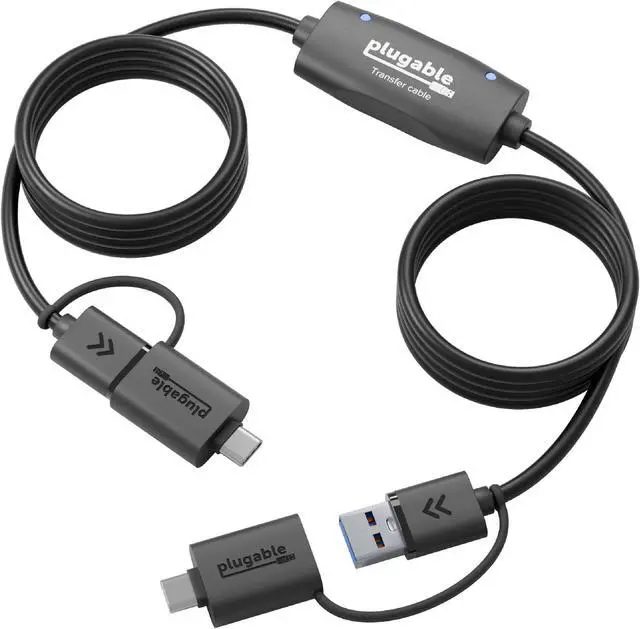 Main image of Plugable USB Data Transfer Cable PC to PC, Compatible with Windows USB C and USB 3.0, Transfer Files to New Computer with Included Bravura Easy Computer Sync Software, 6.6ft (USBC-TRAN)
