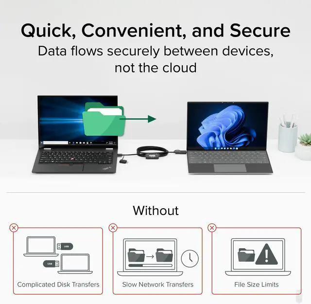 Alt view image 4 of 6 - Plugable USB Data Transfer Cable PC to PC, Compatible with Windows USB C and USB 3.0, Transfer Files to New Computer with Included Bravura Easy Computer Sync Software, 6.6ft (USBC-TRAN)