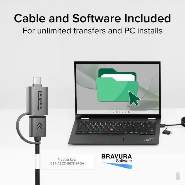 Alt view image 5 of 6 - Plugable USB Data Transfer Cable PC to PC, Compatible with Windows USB C and USB 3.0, Transfer Files to New Computer with Included Bravura Easy Computer Sync Software, 6.6ft (USBC-TRAN)