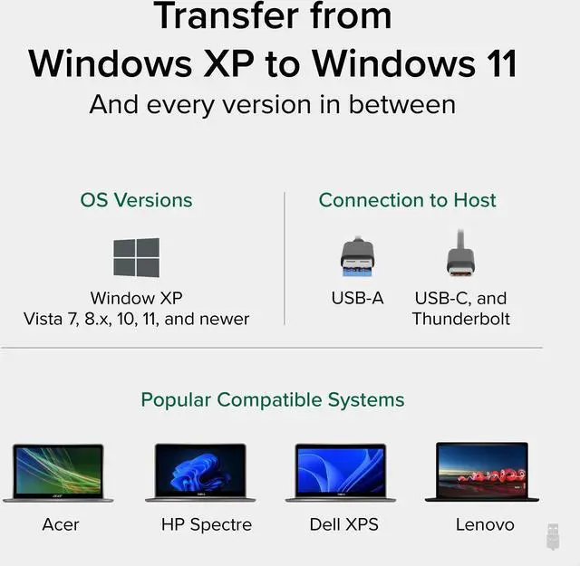 Alt view image 6 of 6 - Plugable USB Data Transfer Cable PC to PC, Compatible with Windows USB C and USB 3.0, Transfer Files to New Computer with Included Bravura Easy Computer Sync Software, 6.6ft (USBC-TRAN)