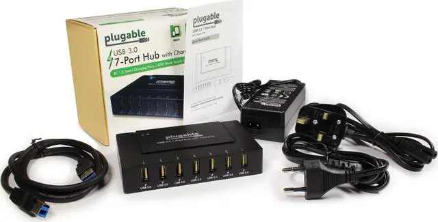 Alt view image 4 of 8 - Plugable USB Hub with Charging - USB 3.0, 7-Port, 60W