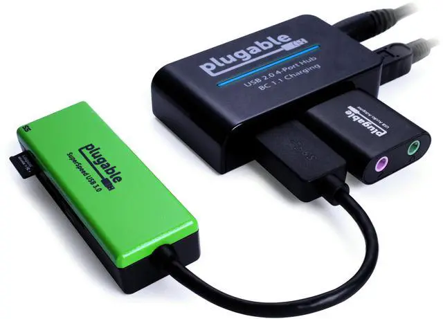 Alt view image 4 of 9 - Plugable USB 2.0 4-Port High Speed Hub with 12.5W Power Adapter.