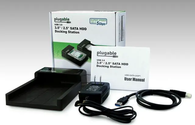 Alt view image 7 of 7 - Plugable SATA Hard Drive Lay-Flat Dock - USB 3.0 to SATA 2.5" and 3.5"