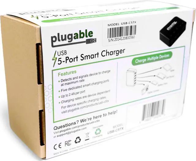 Alt view image 6 of 8 - Plugable USB Charging Hub - 5-Port, 40W, 2.4A