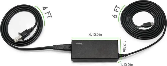 Alt view image 6 of 14 - Plugable USB-C Chromebook Charger Replacement, 60W Type C Charger for Laptops, Compatible with USB-C Google Chromebooks including Samsung, HP, Dell, Lenovo, Acer, Asus