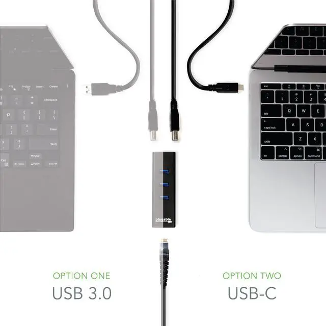 Alt view image 6 of 18 - Plugable USB Hub with Ethernet, 3 port USB 3.0 Bus Powered Hub with Gigabit Ethernet Compatible with Windows, MacBook, Linux, Chrome OS, Includes USB C and USB 3.0 Cables