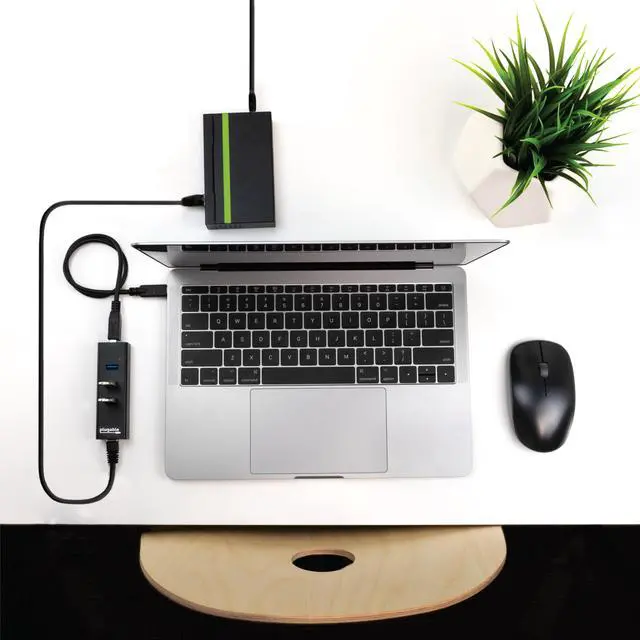 Alt view image 7 of 18 - Plugable USB Hub with Ethernet, 3 port USB 3.0 Bus Powered Hub with Gigabit Ethernet Compatible with Windows, MacBook, Linux, Chrome OS, Includes USB C and USB 3.0 Cables